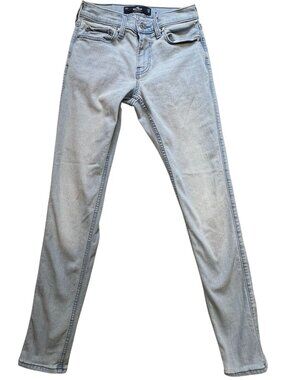 Hollister Men's Stacked Skinny Jeans Stretch Denim Size 28x30 Blue Light Wash